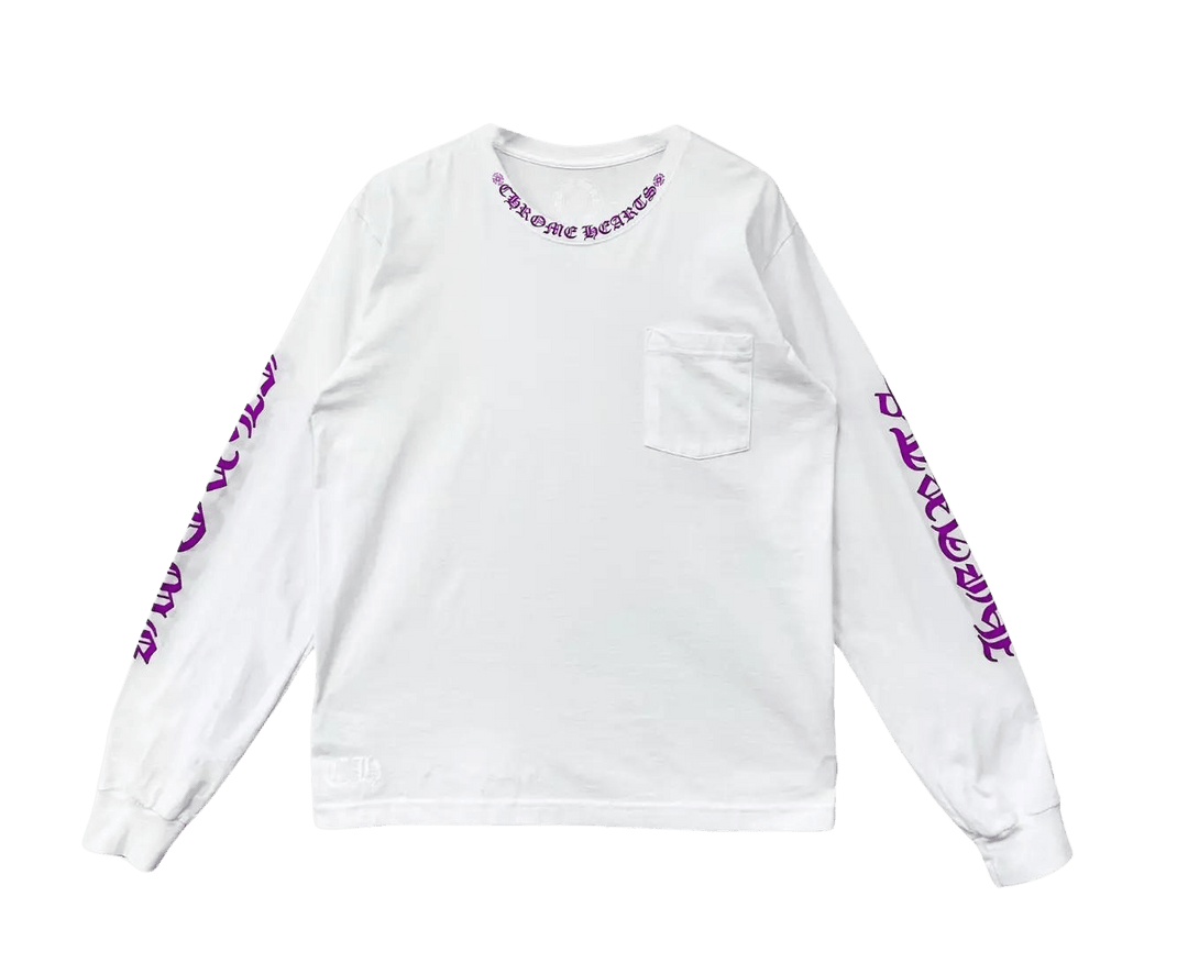 Chrome Hearts Neck Scroll Logo L/S T-Shirt White Purple