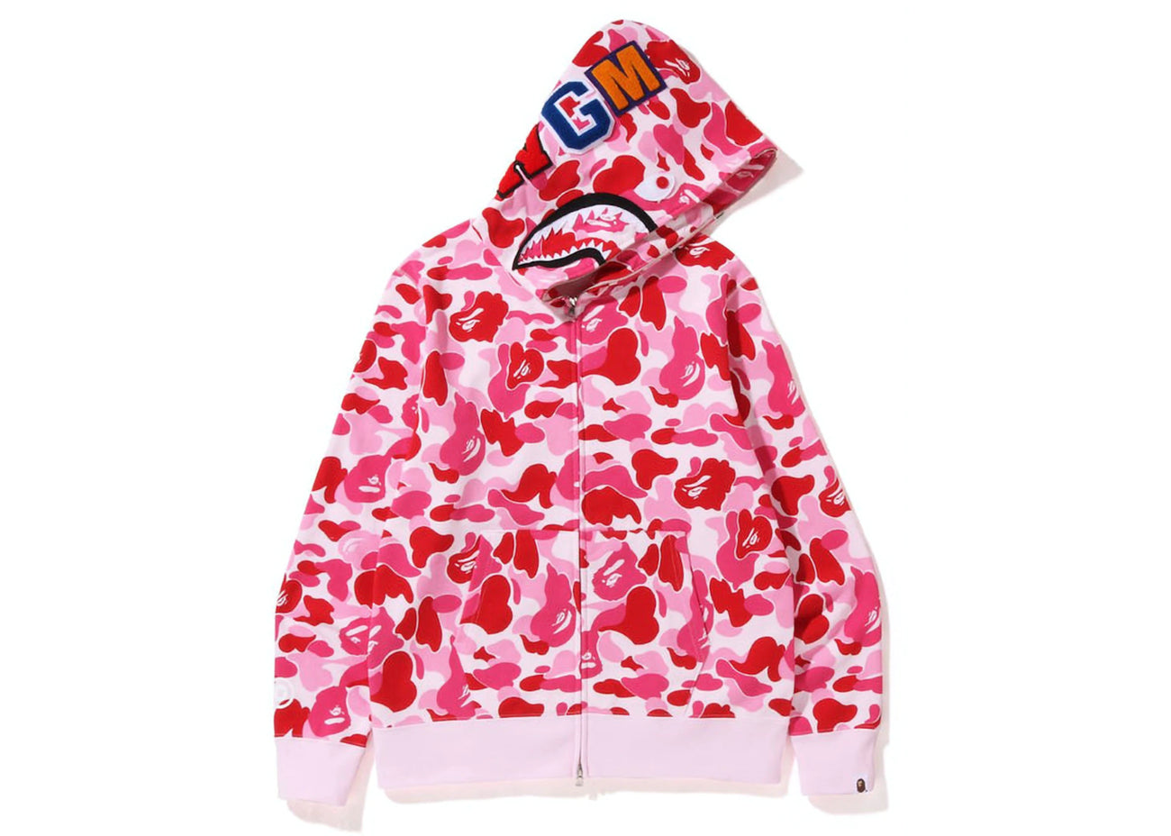 Bape ABC Camo Shark Full Zip Hoodie Pink