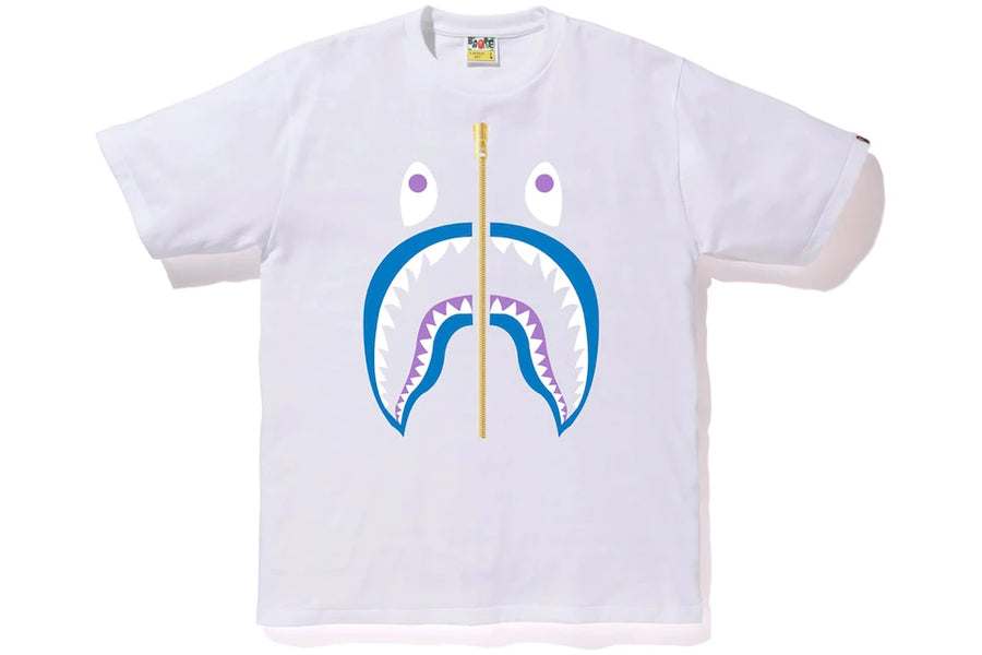 Bape Colors Gold Zip Shark Tee (SS19) White