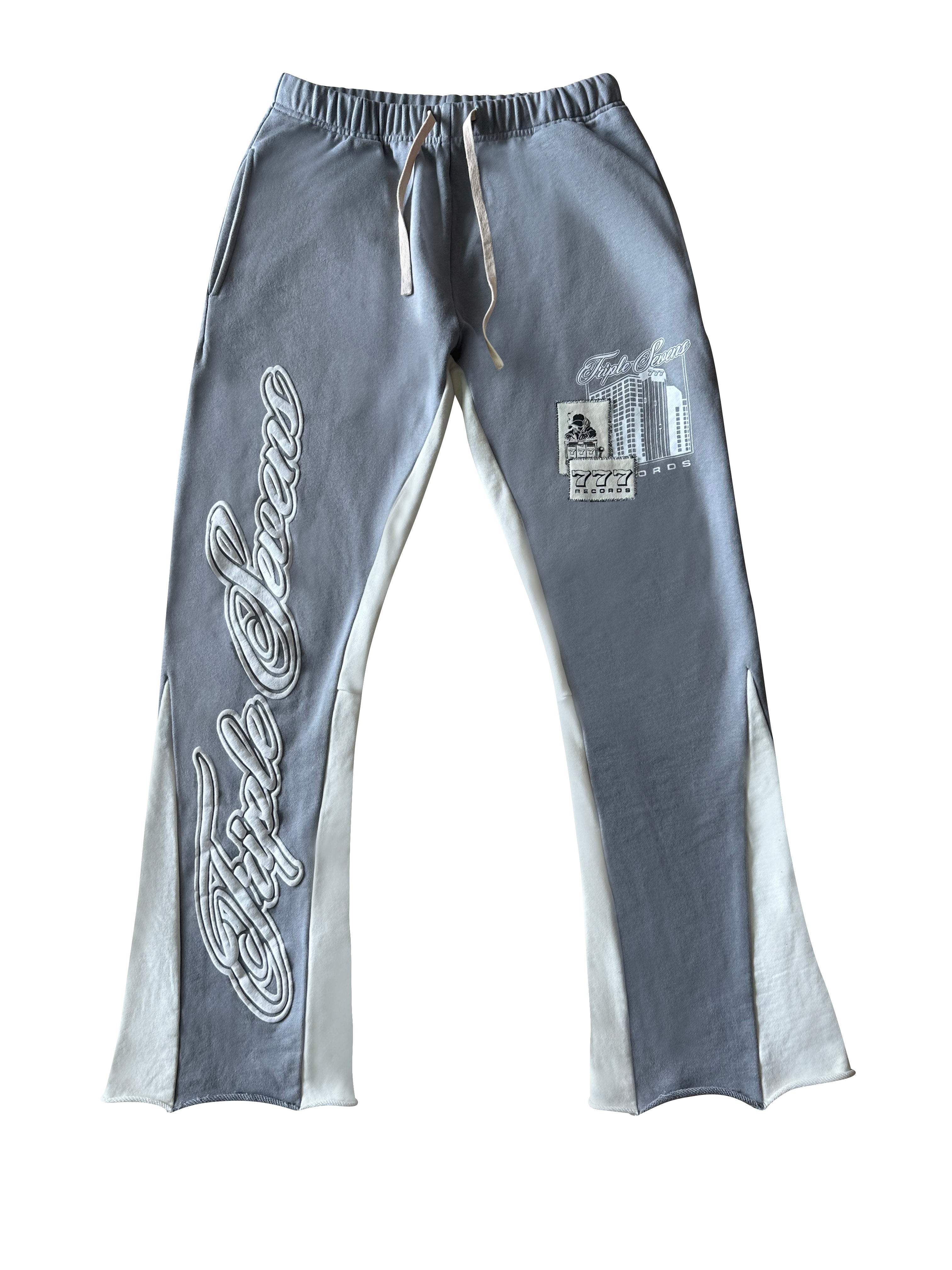 777 Patchwork Sweatpants (Light Grey)