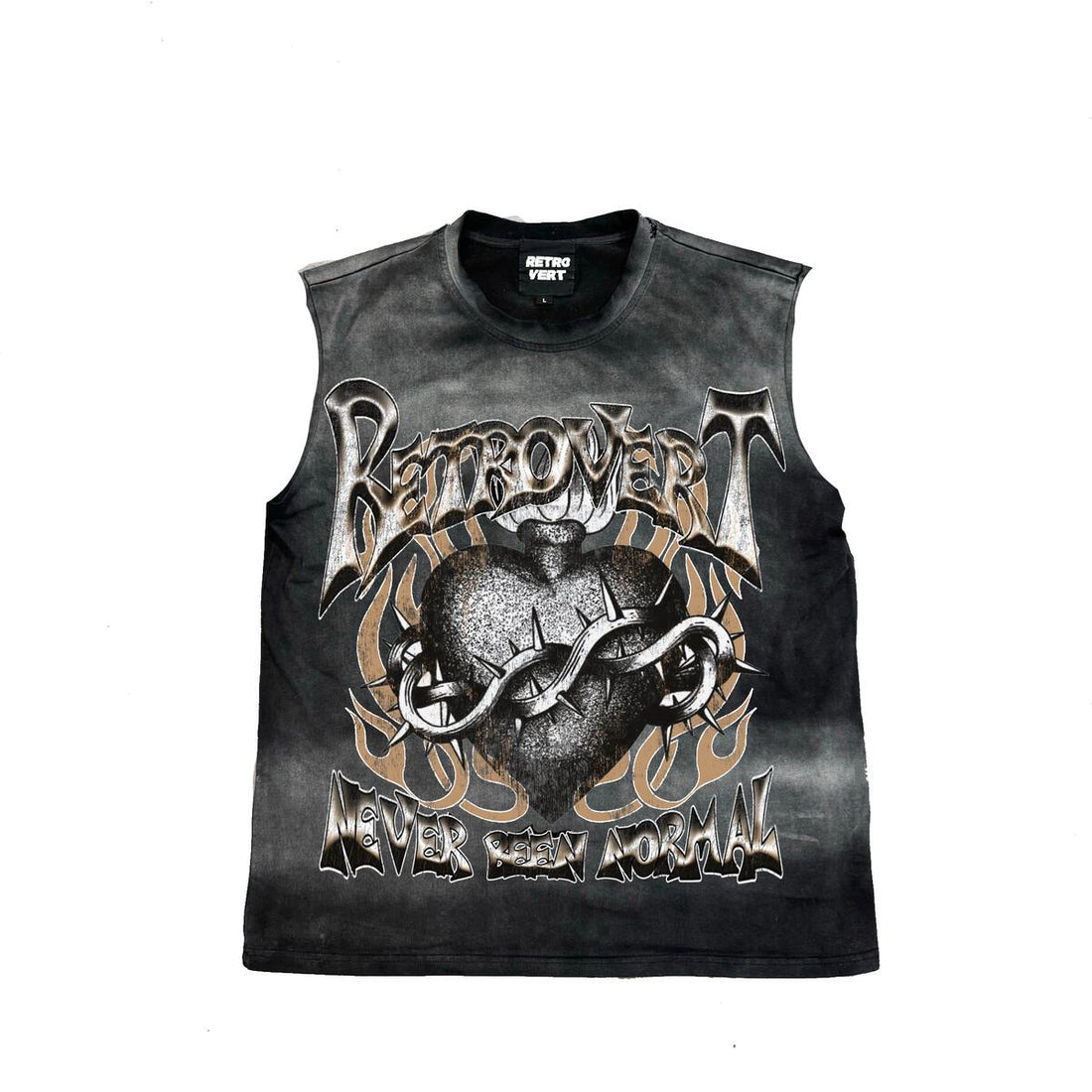 Retrovert Heart Thorn Cutoff T-Shirt Black/ Brown