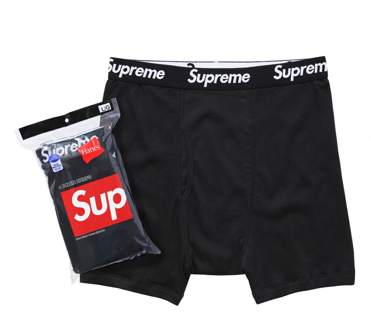 Supreme Hanes Boxer Briefs (4 Pack) Black