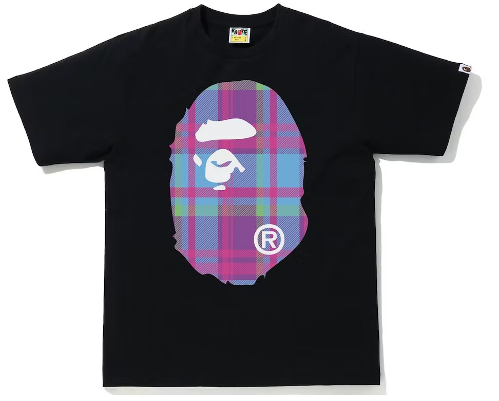 Bape Check Big Ape Head Tee Black/ Purple