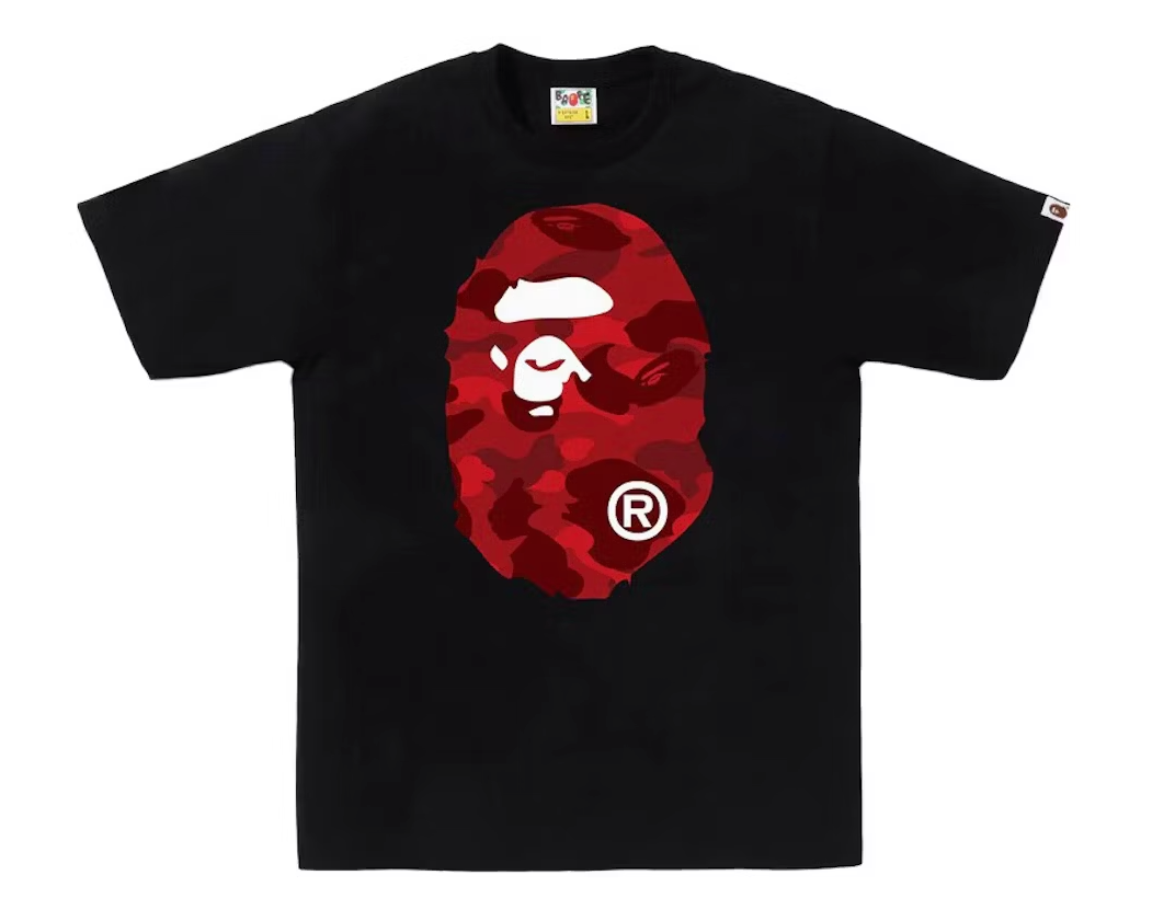 Bape Color Camo Big Ape Head Tee (SS23) Black/ Red