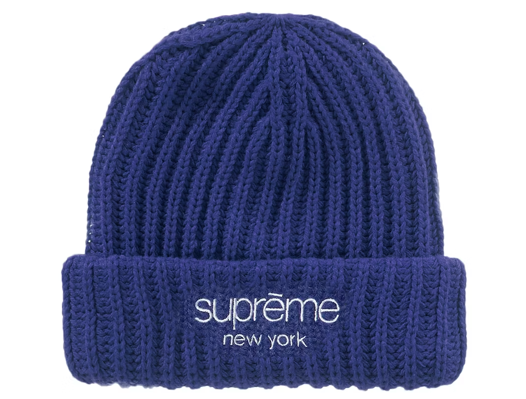 Supreme Ribbed Beanie (FW22) Dark Royal