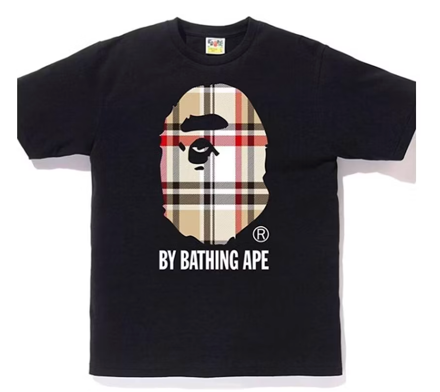 Bape A Bathing Ape Check Tee Men's Black