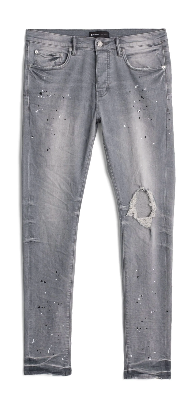 Purple Brand Worn Grey Paint Blowout Jeans