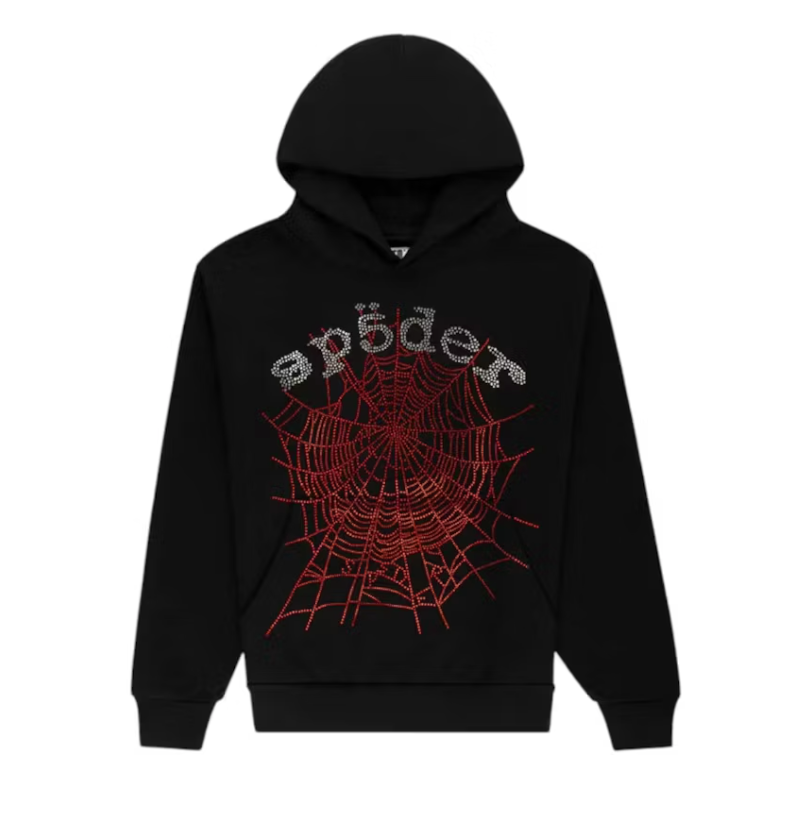 Sp5der Rhinestone OG Web V2 Hoodie Black