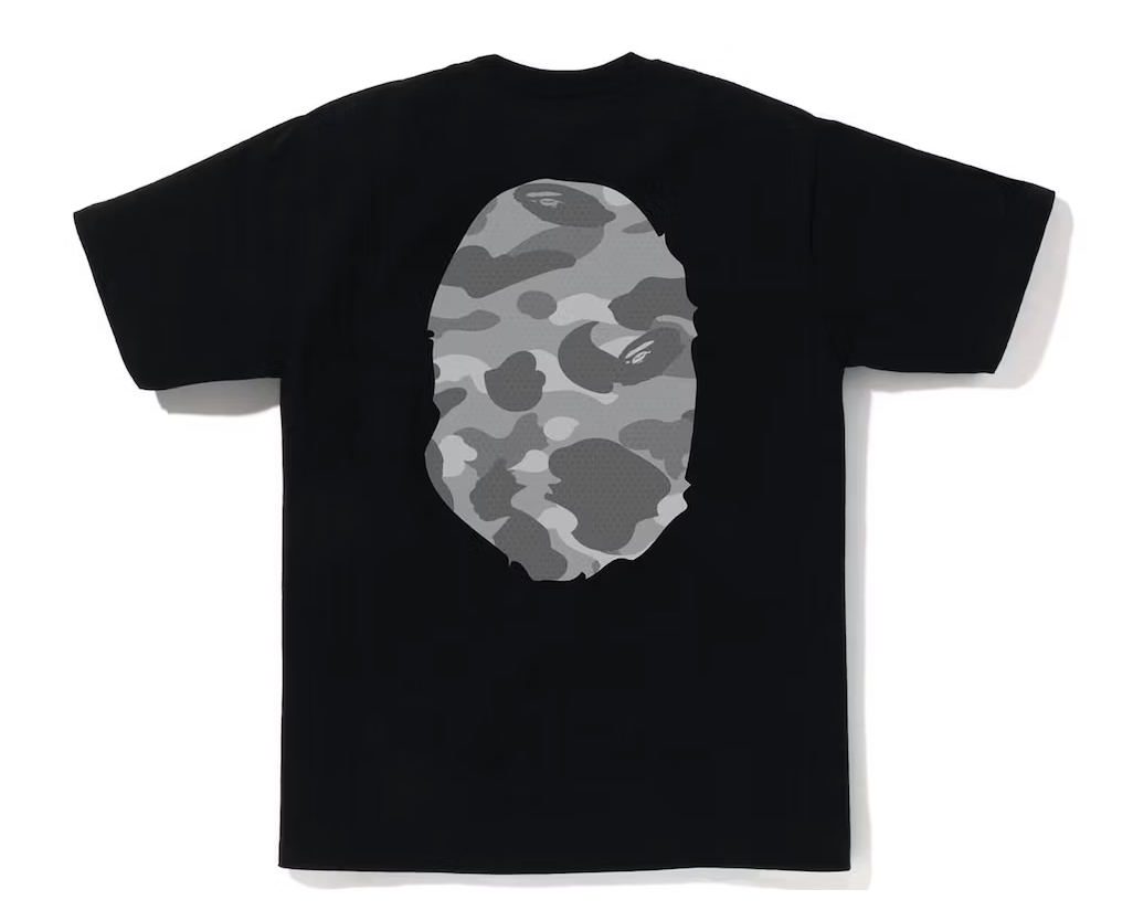 Bape Honeycomb Camo Big Ape Head Tee Black Grey