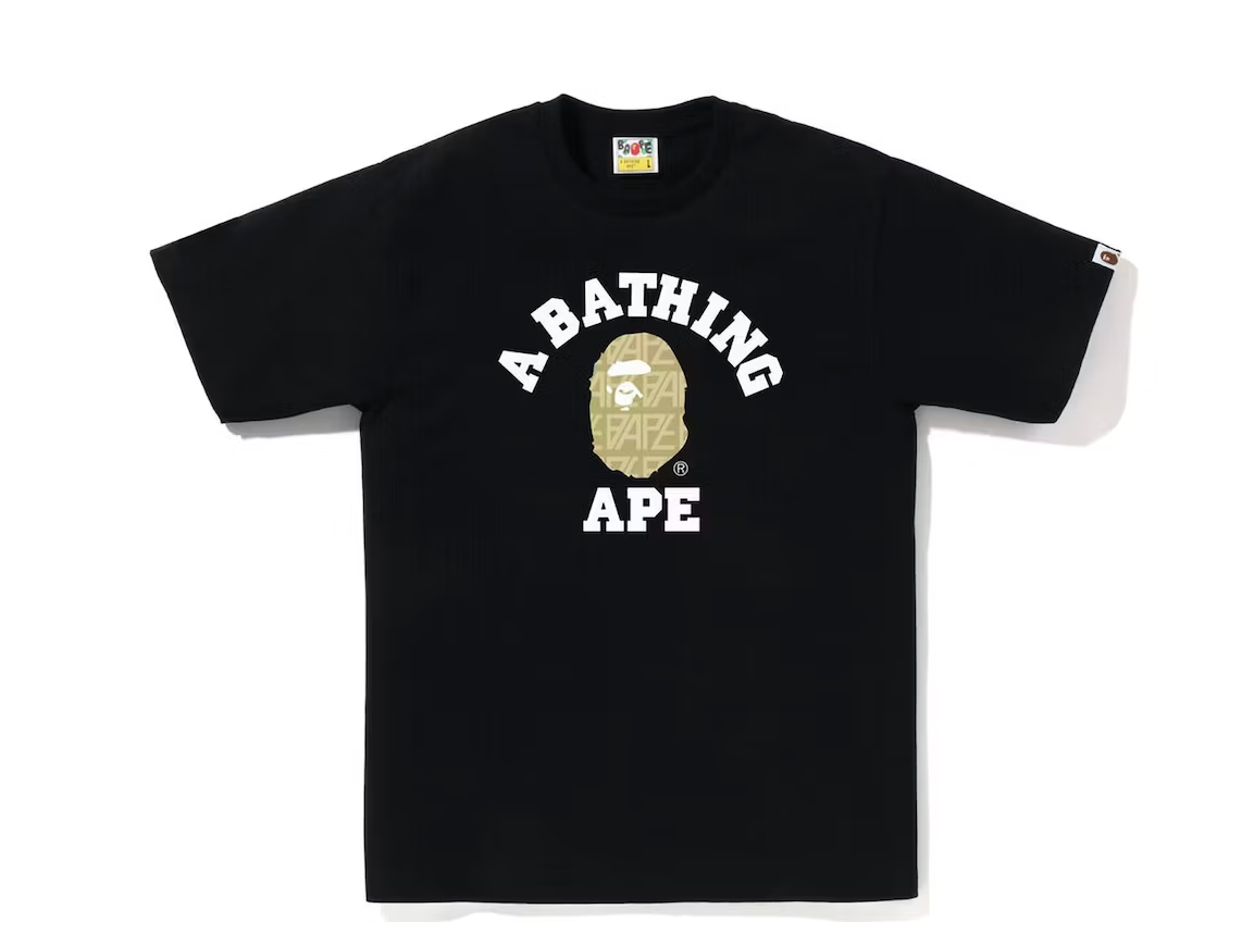 Bape Logo Monogram College Tee Black Beige