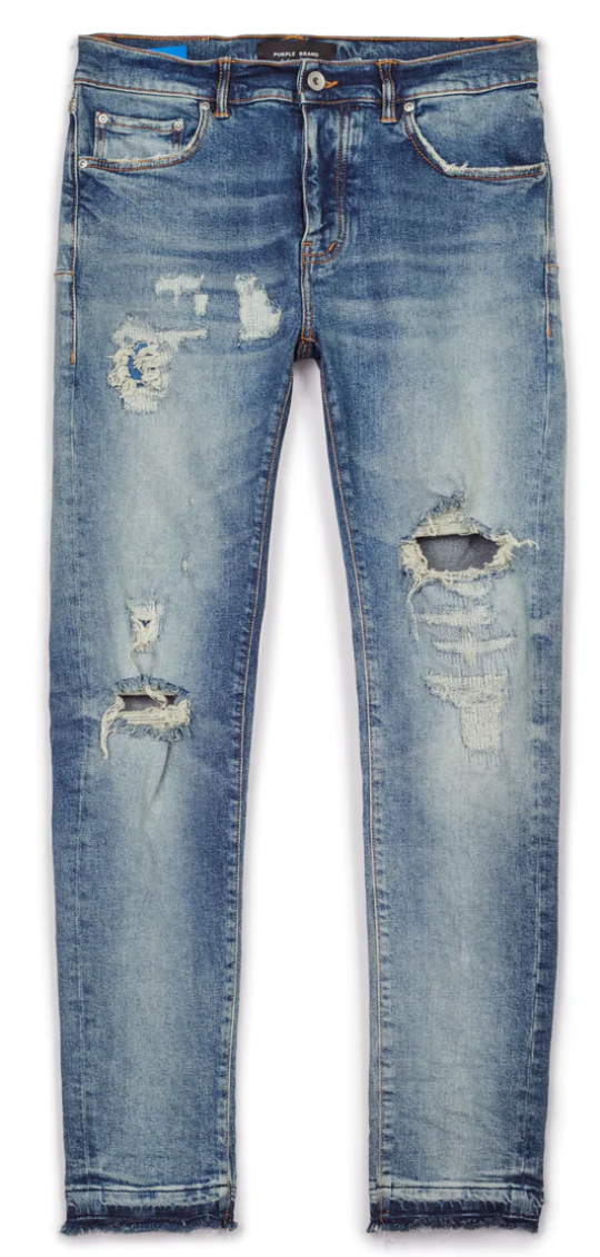 PURPLE BRAND INDIGO FOUR-POCKET SKINNY JEANS