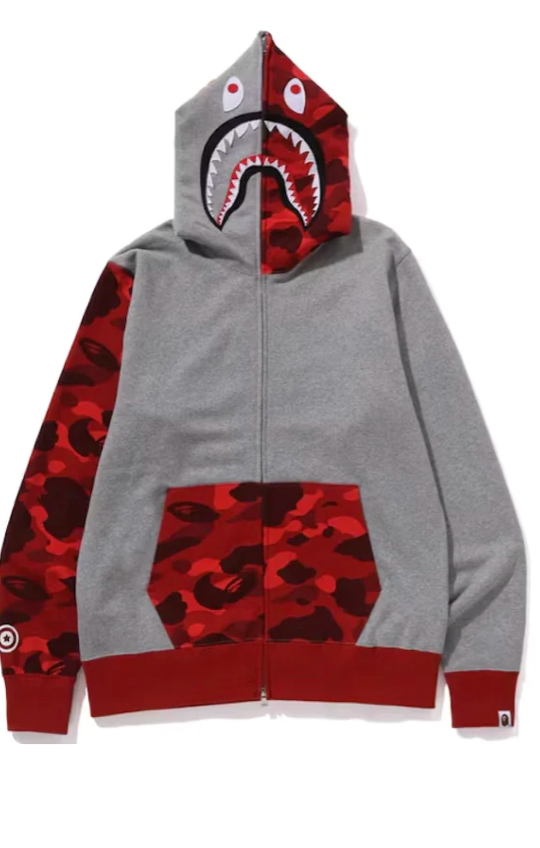 Bape Color Camo Shark Full Zip Hoodie (FW23) Red