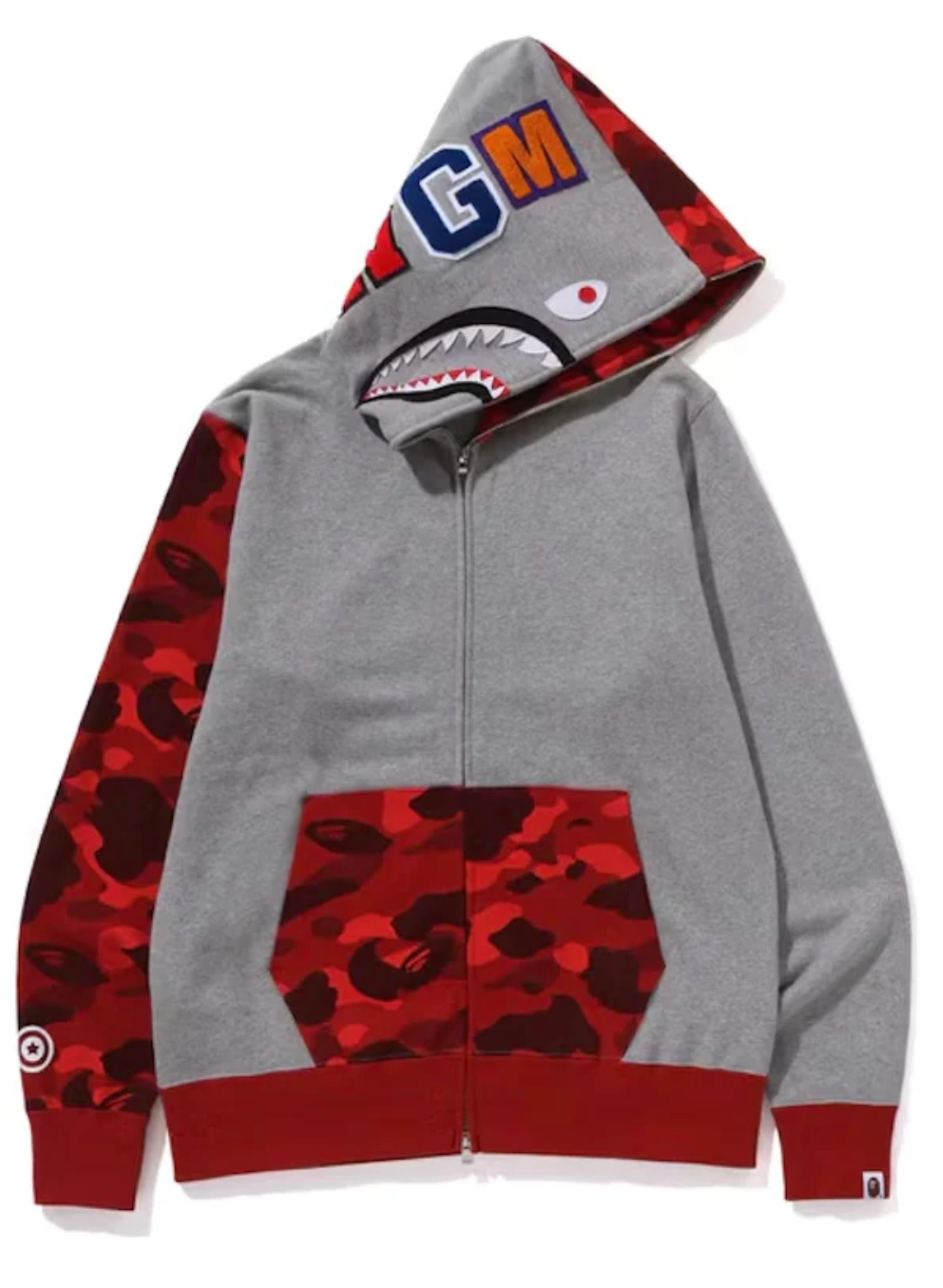 Bape Color Camo Shark Full Zip Hoodie (FW23) Red