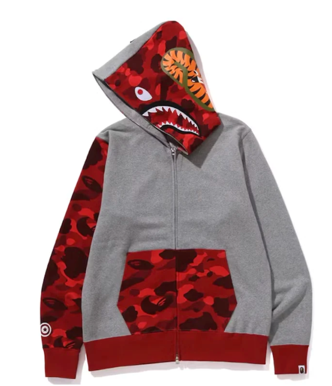 Bape Color Camo Shark Full Zip Hoodie (FW23) Red