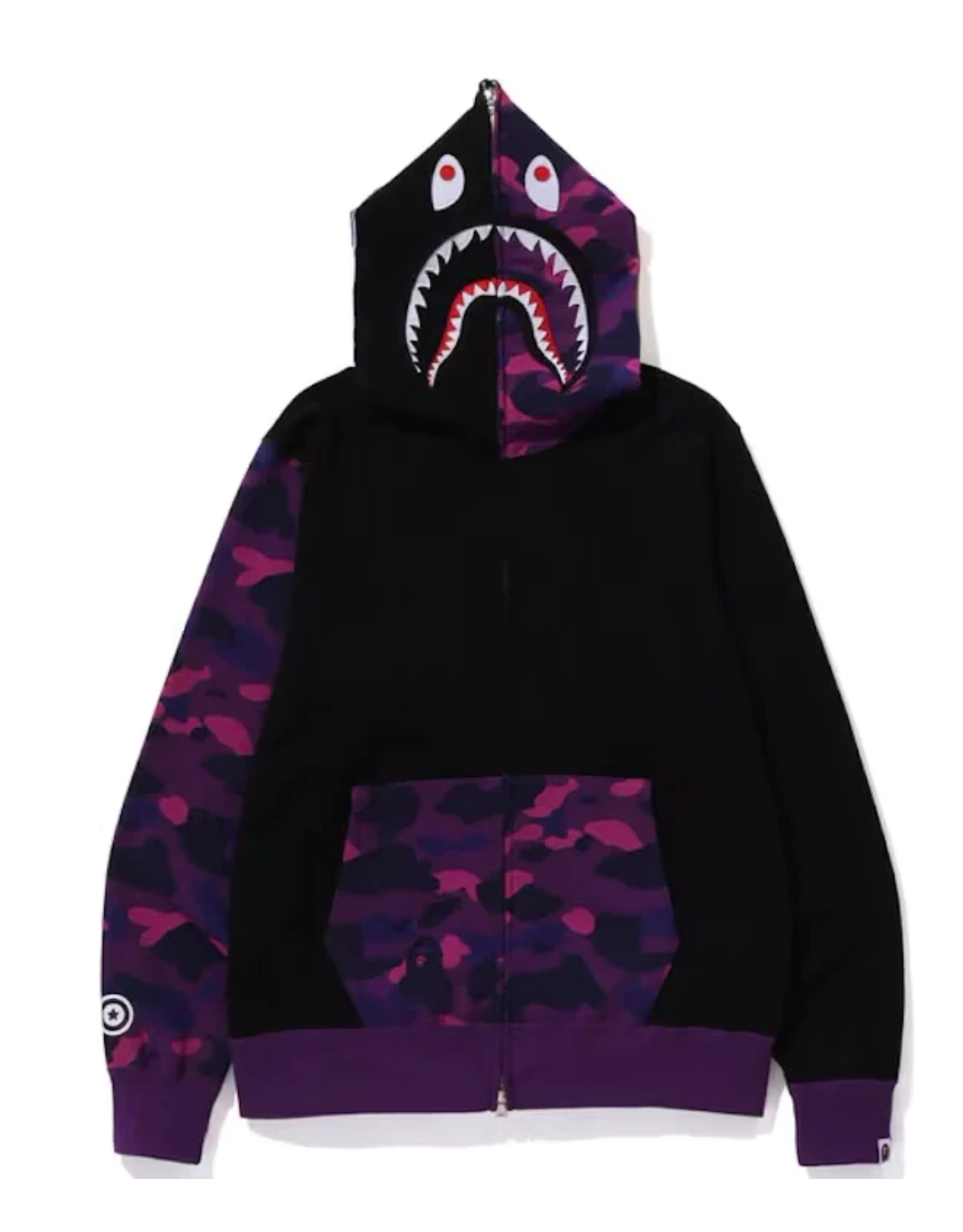Bape Color Camo Shark Full Zip Hoodie (FW23) Purple