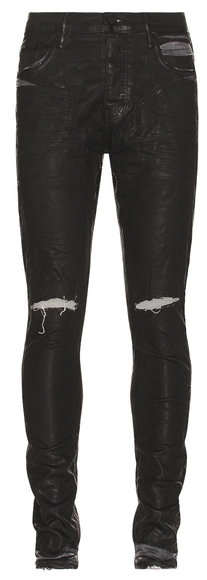 Purple Brand Worn Grey Black Coated Jeans