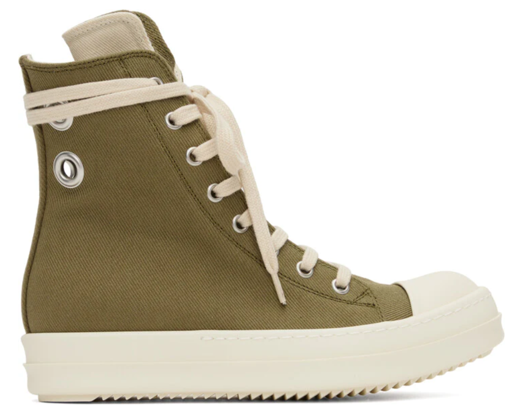 Rick Owens Dark Shadow Green Eyelet Sneakers