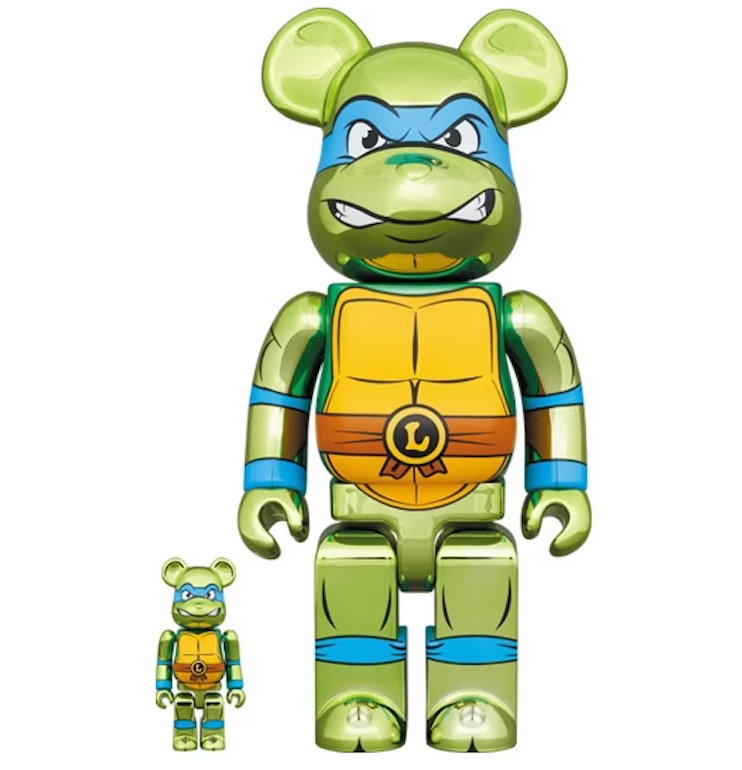 Bearbrick Medicom TMNT Leonardo 100% & 400% Set Green