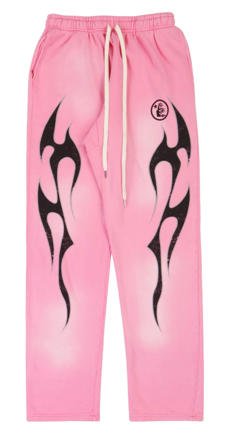 Hellstar Pink Sweatpants Black Flame