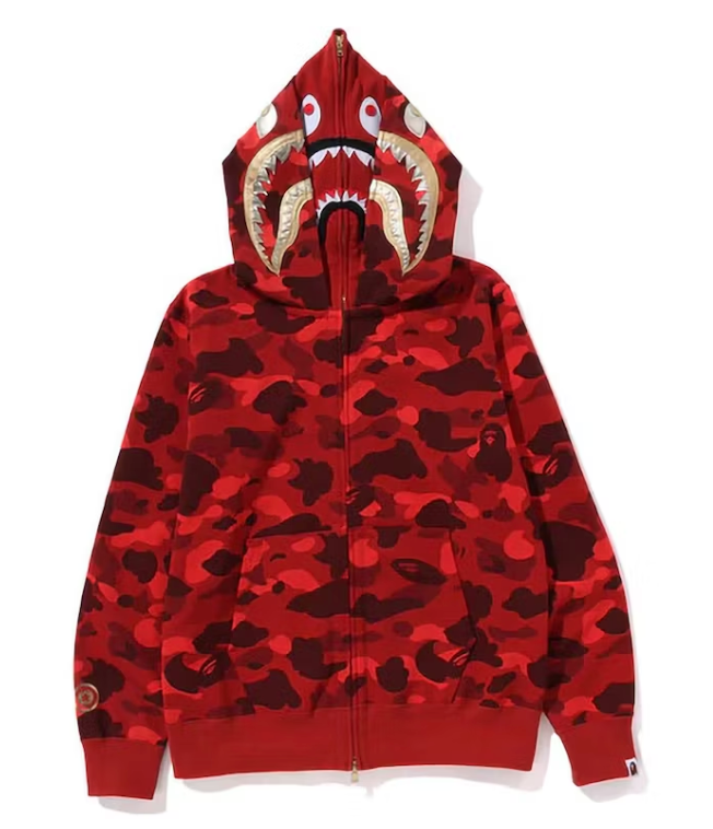 Bape Color Camo Double Shark Full Zip Hoodie (SS24) Red