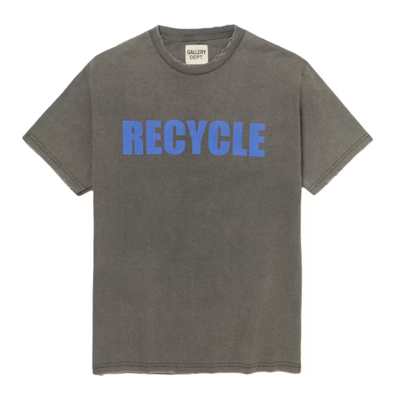 Gallery Dept. Recycle Distressed Printed T-Shirt Ash Grey