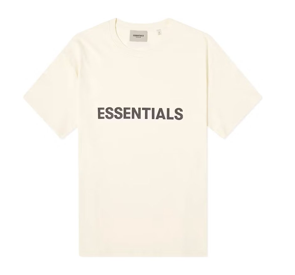 Fear of God Essentials Boxy T-Shirt Applique Logo Butter Cream - Verified Sneaker Boutique Wellington