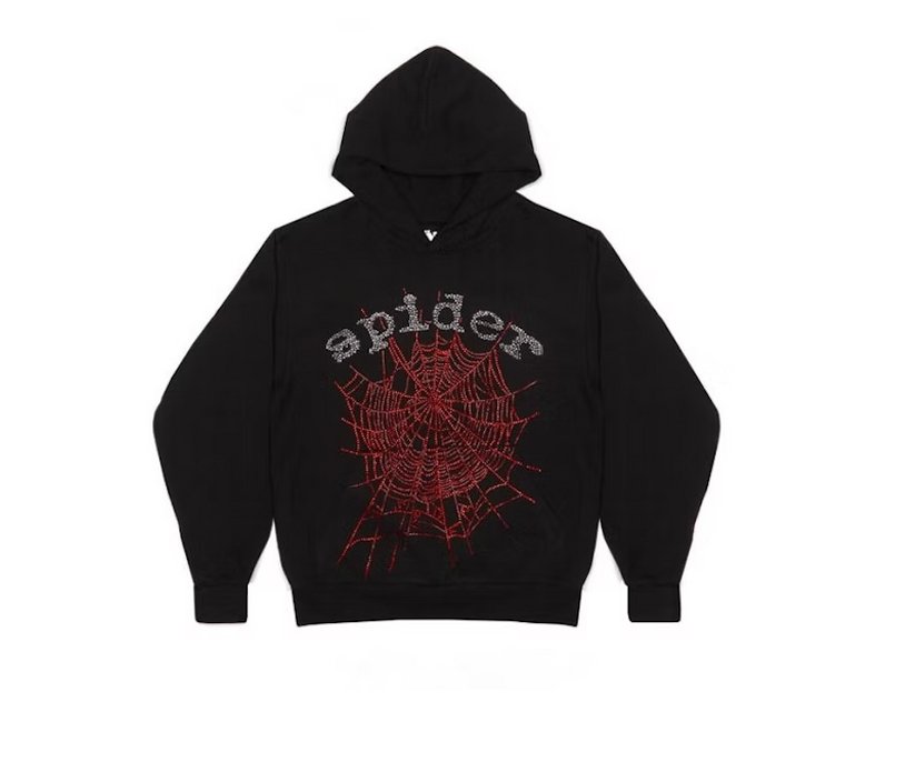 Sp5der OG Rhinestone Logo Hoodie Black - Verified Sneaker Boutique Wellington
