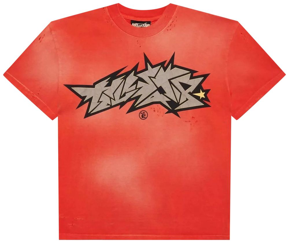 Hellstar Crack Print T-Shirt Red