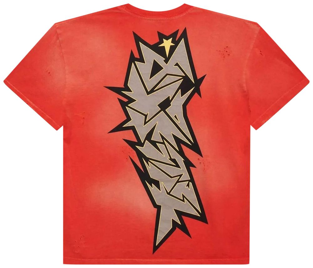 Hellstar Crack Print T-Shirt Red