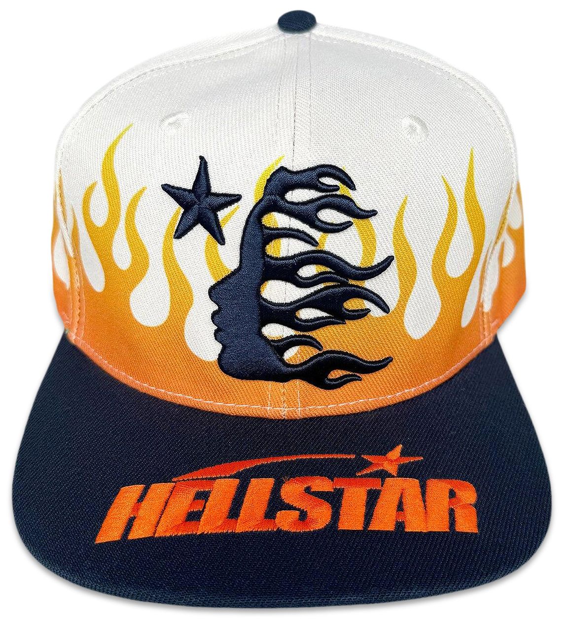 Hellstar Vintage Flame Snapback Hat Cream Black