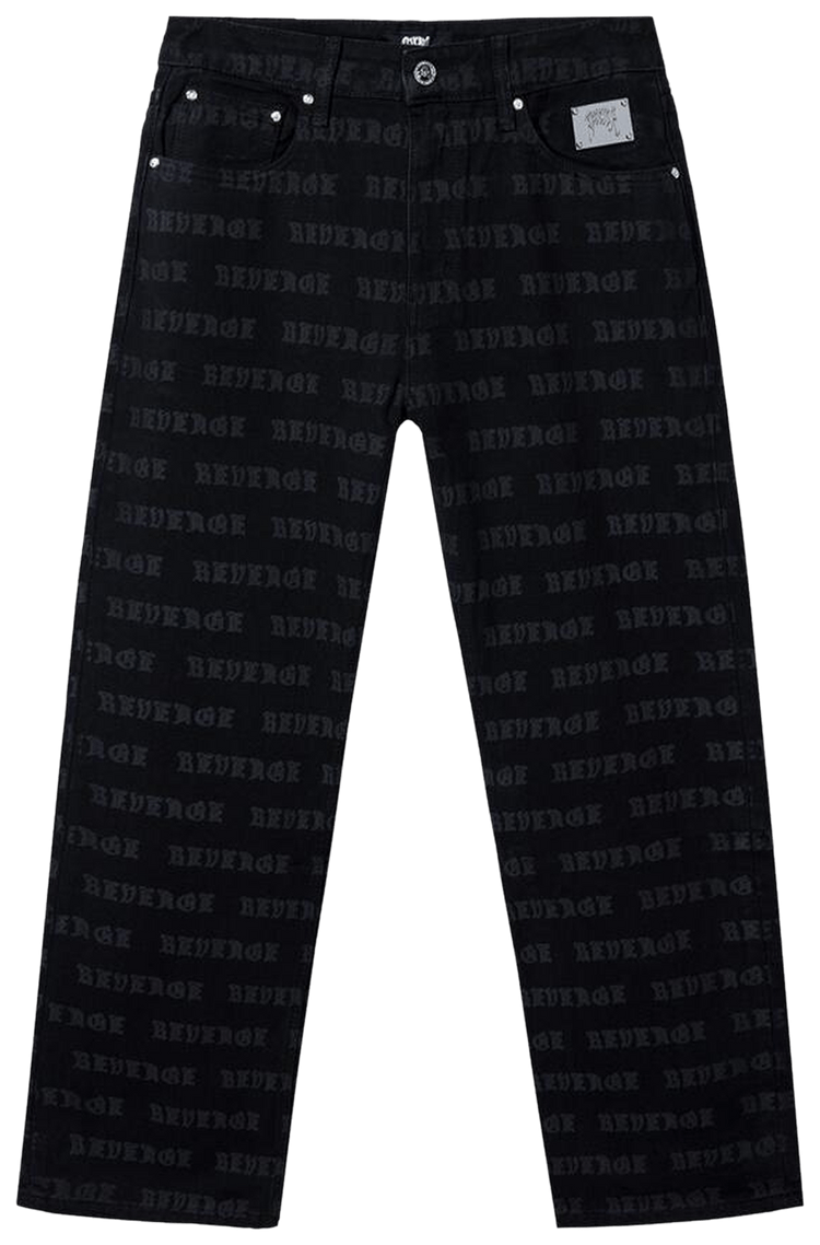 Revenge Allover Logo Denim Pant Black