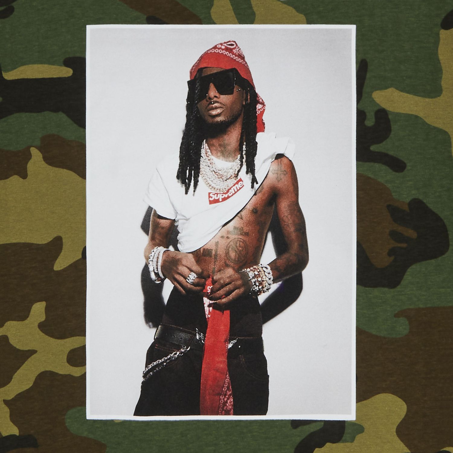 Supreme Playboi Carti Tee Woodland Camo