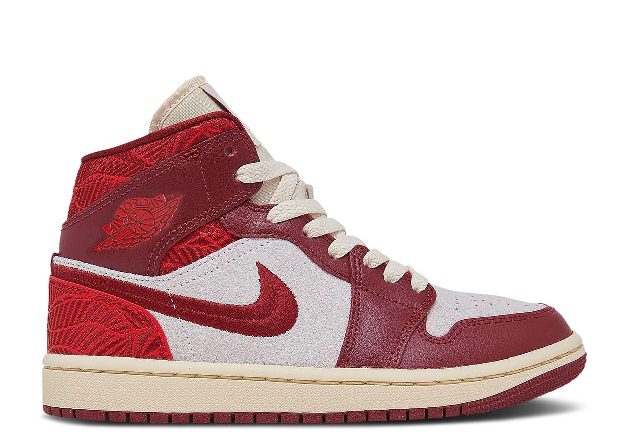 Air Jordan 1 Mid SE Tiki Leaf Team Red