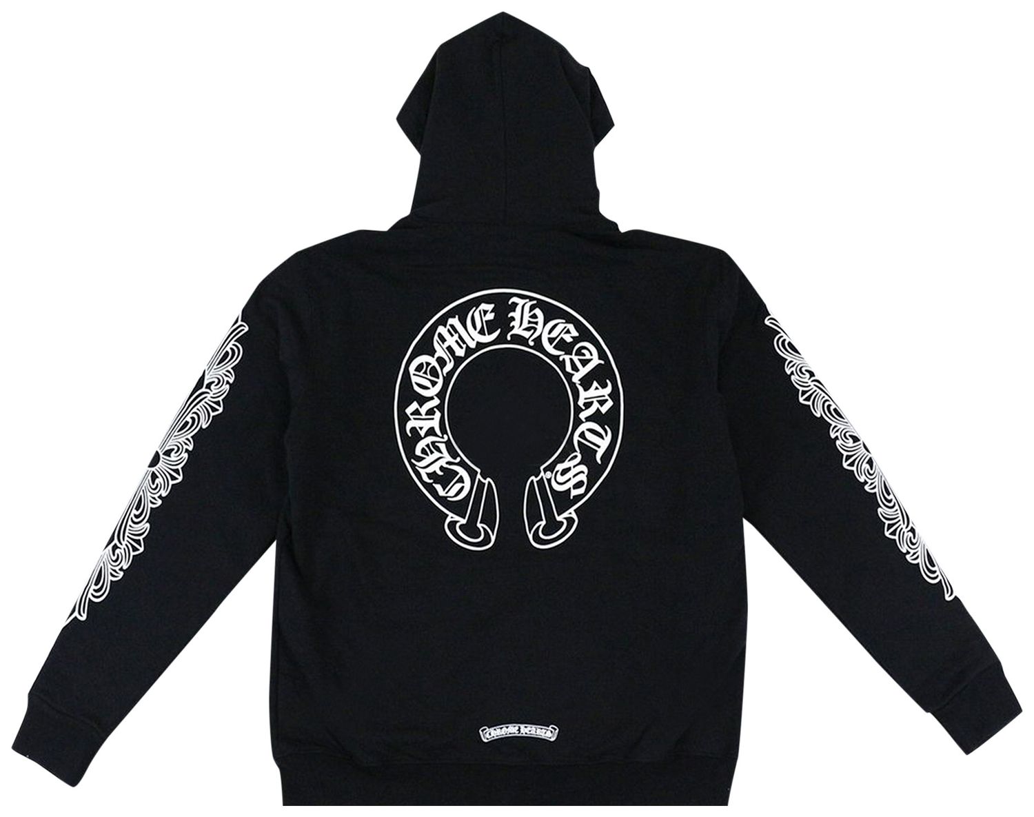 Chrome Hearts Horseshoe Floral Cross-Sleeve Zip Up Hoodie Black/White