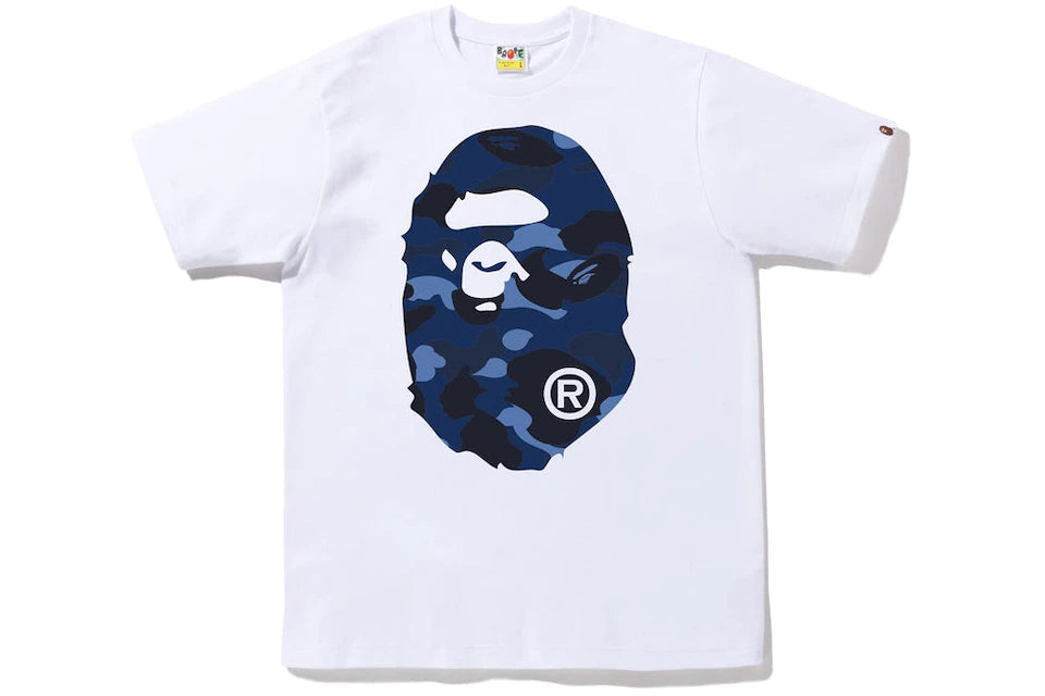 Bape Color Camo Big Ape Head Tee White Blue