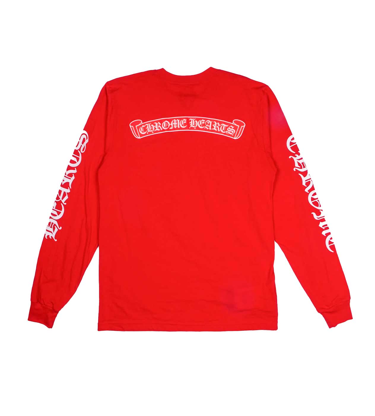 Chrome Hearts 2023 Scroll Logo Long Sleeve T-Shirt Red