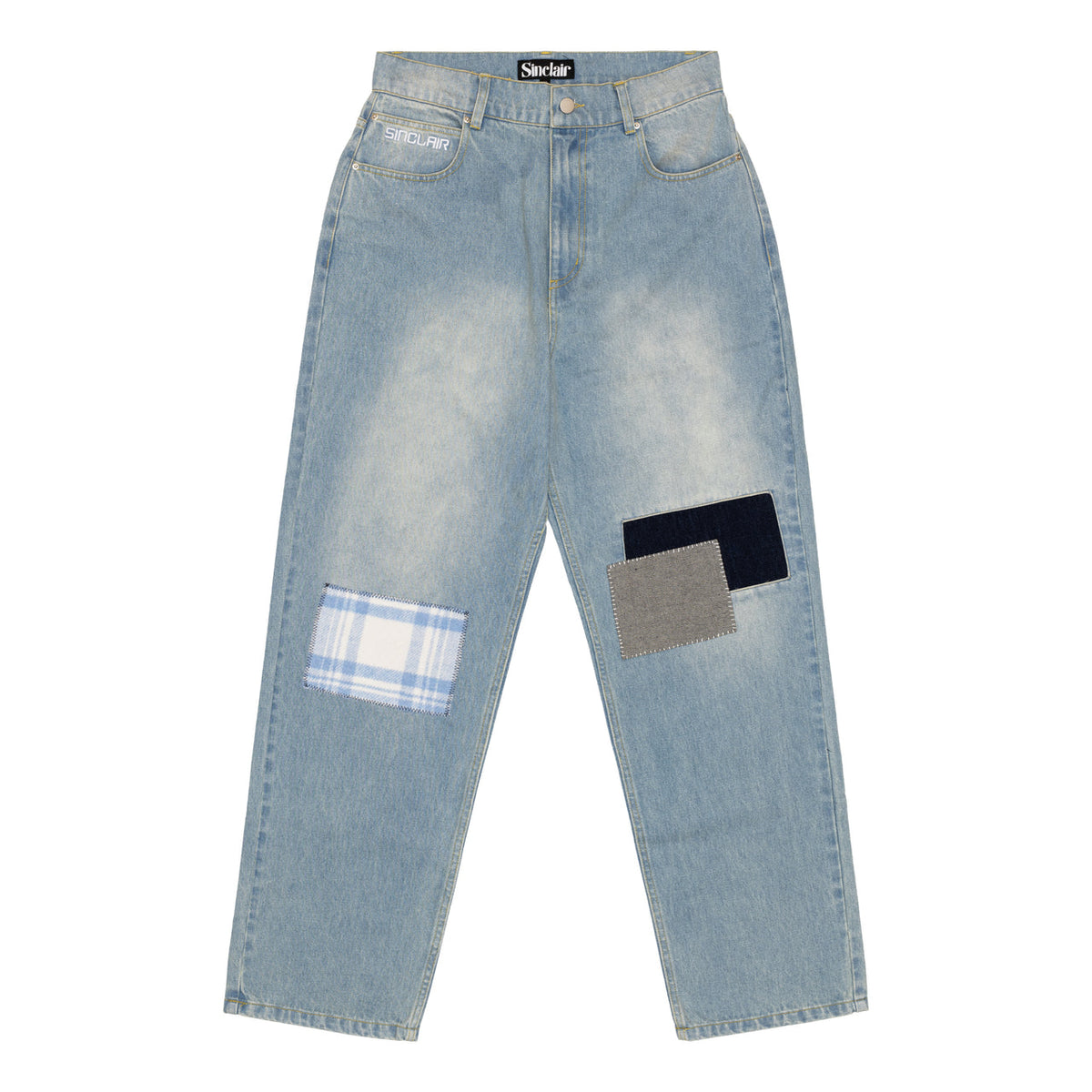 SInclair Country Patched Denim Jean Washed Blue