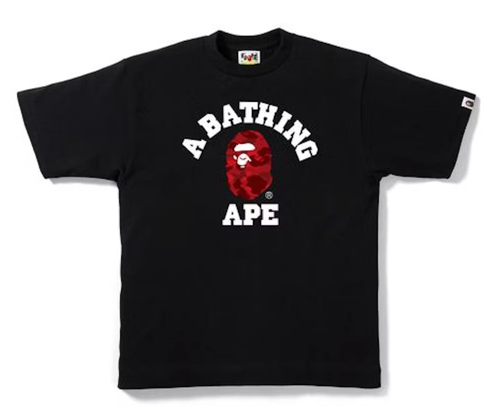 Bape Color Camo College Tee Black/ Red