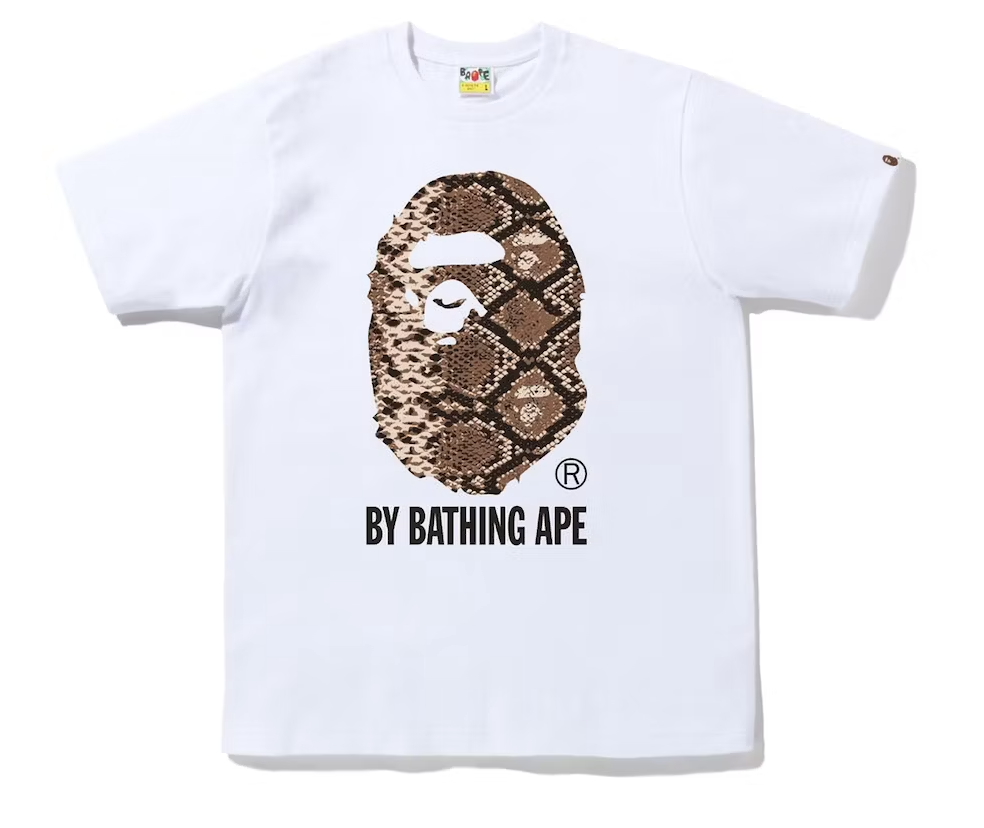 Bape Snake By Bathing Ape Tee Men's White Beige