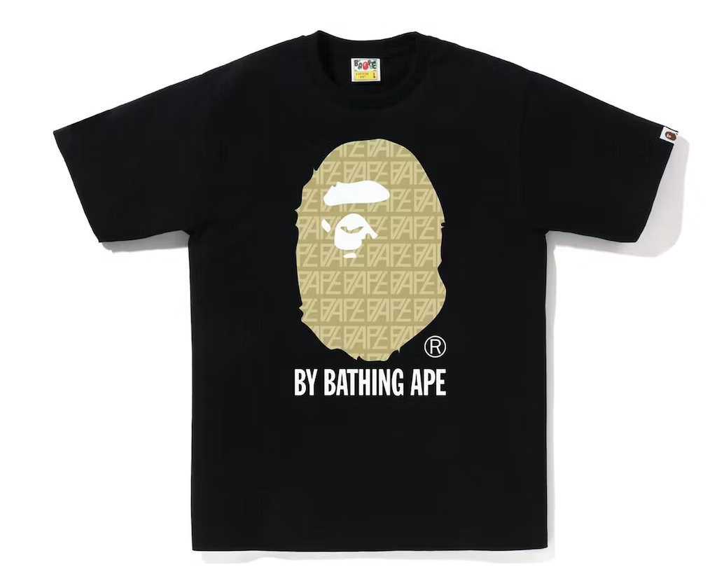 Bape Logo Monogram By Bathing Ape Tee Men's Black Beige