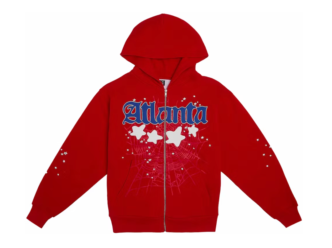 Sp5der Atlanta Zip Up Hoodie Red