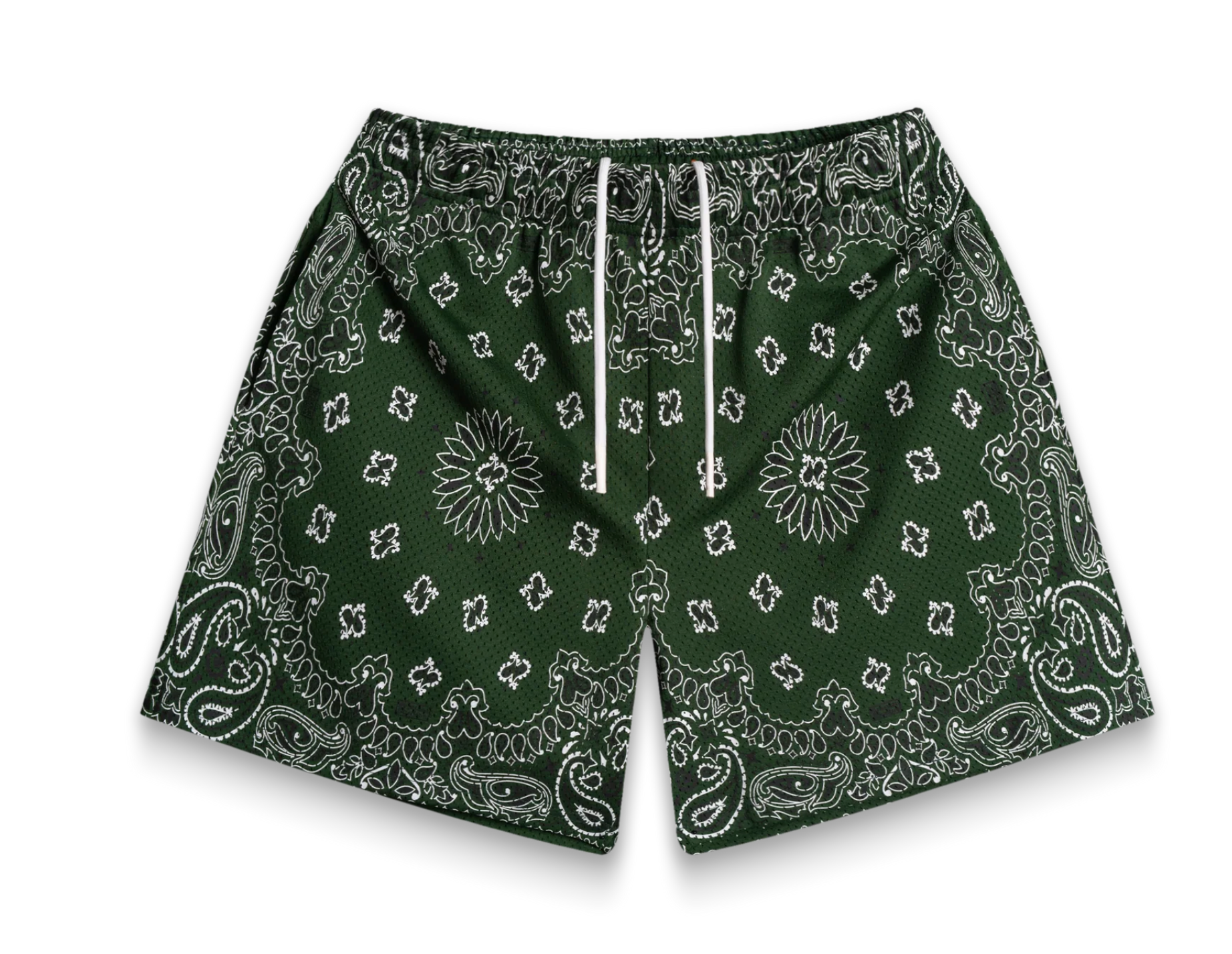 Bravest Studios Screenprinted Paisley Two-Tone Green Shorts