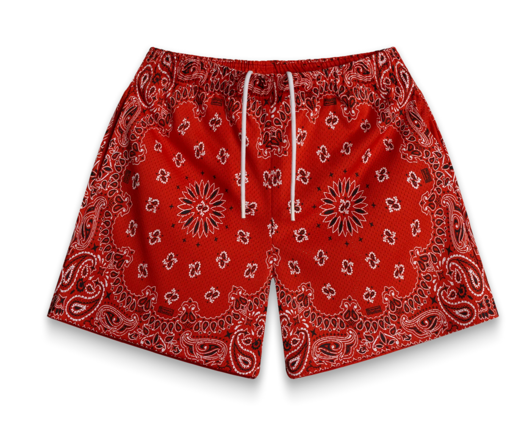 Bravest Studios Screenprinted Paisley Two-Tone Red Shorts