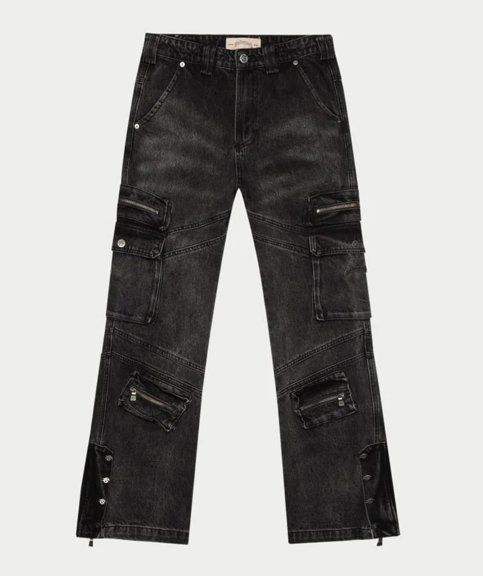 Godspeed Rockstar Flare Cargo Denim (Black Wash)