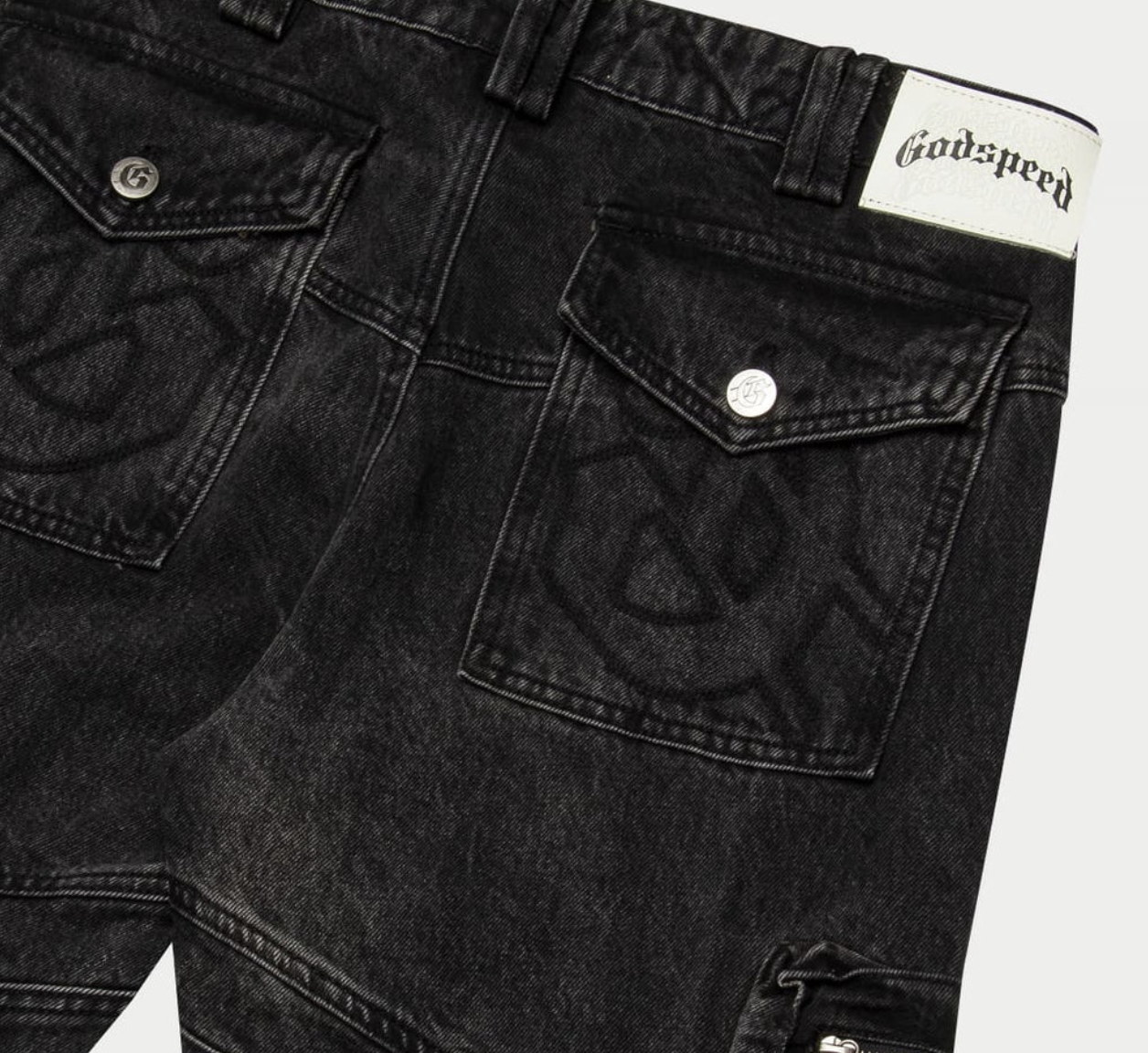 Godspeed Rockstar Flare Cargo Denim (Black Wash)