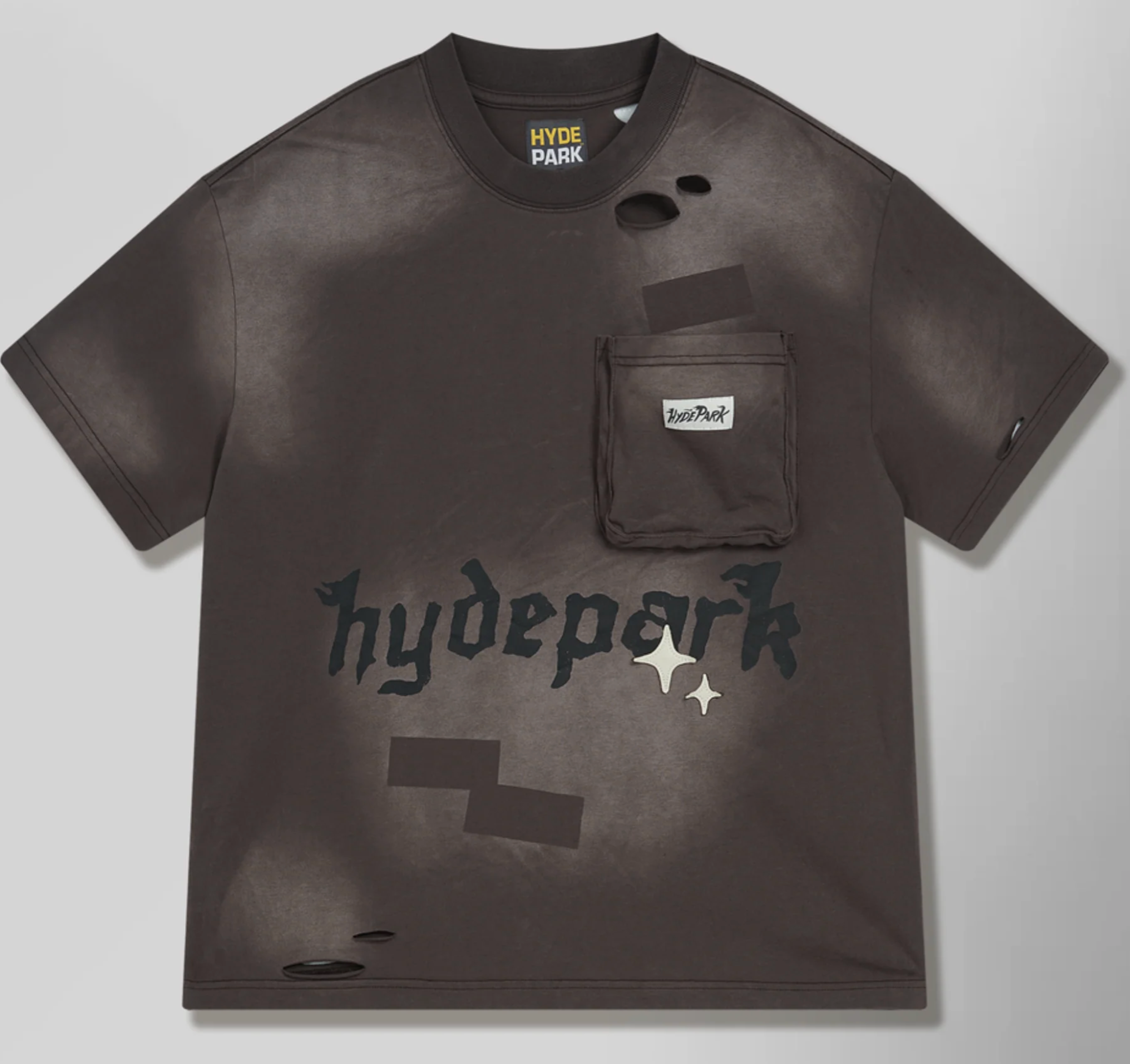 Hyde Park Distressed Pocket Tee - Brown