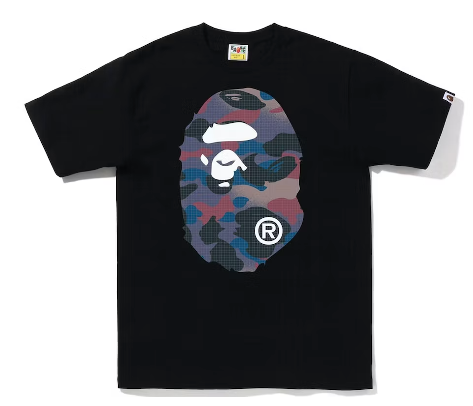 Bape Grid Camo Big Ape Head Tee Black Purple