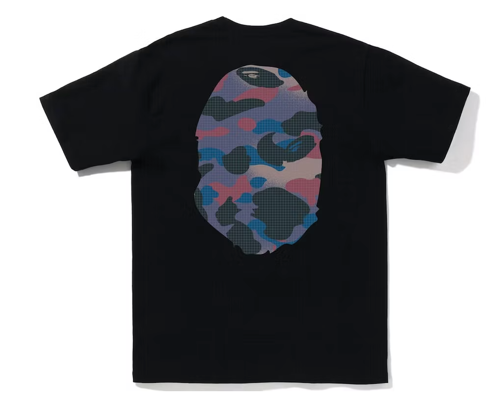 Bape Grid Camo Big Ape Head Tee Black Purple