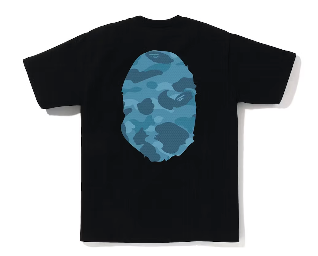 Bape Honeycomb Camo Big Ape Head Tee Black Blue