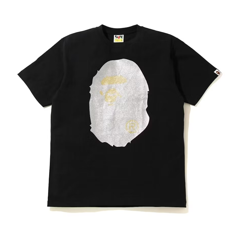 Bape Glitter Big Ape Head Tee Black/Silver